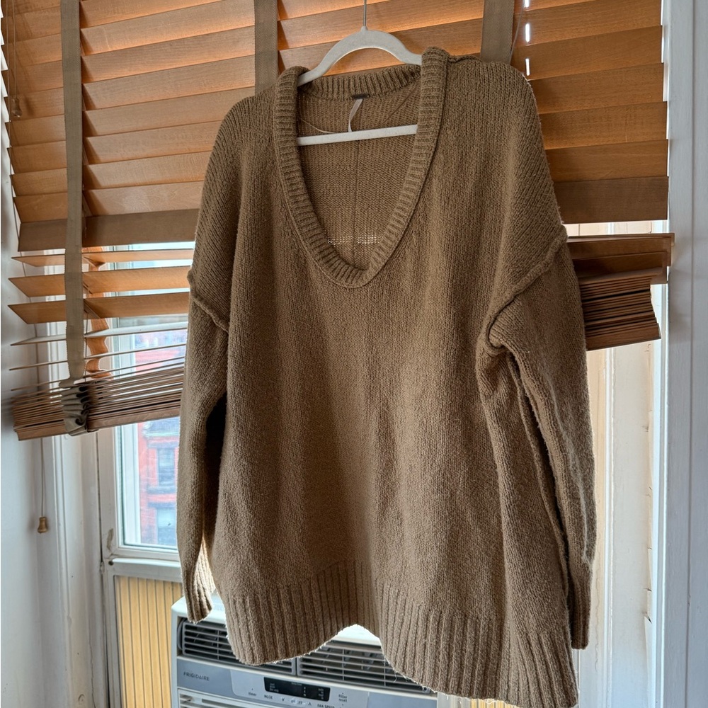 Free People Brookside Tunic Sweater in Desert Camel